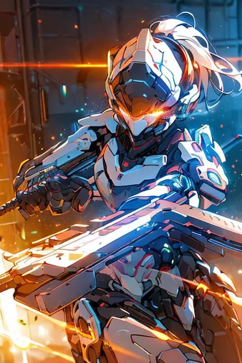 a close up of a person holding a weapon in a sci - themed image