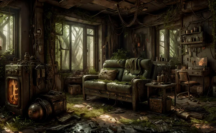 8k, realistic, vray, HDR,  6000K, no human, living room  <lora:PostApocalyptic_v3:0.7> SZ_4po enviroment,
<lora:DemonicTech-20:0.8>, demonictech , scifi,