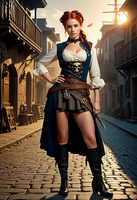 score_9, score_8_up, score_7_up,  1girl (medium full shot) of (attractive young woman:1.1) pirate british with ginger cone hair ...