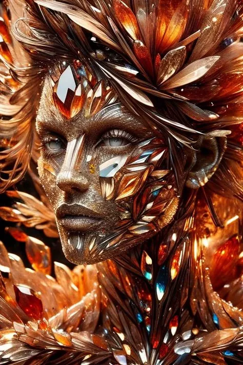 woman in a mythical forest, masterpiece, perfect face, intricate details, horror theme <lora:crystalz:1> crystalz style