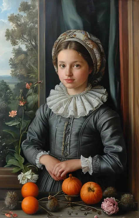 masterpiece,best quality,<lora:tbh127-sdxl:0.8>,portrait of girl,oil painting,style of Clara Peeters,