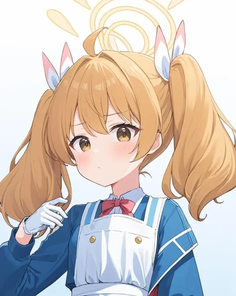 anime girl with long blonde hair and bunny ears holding a knife