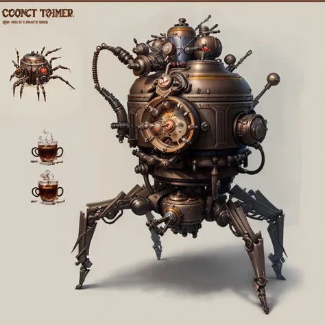 concept art    <lora:clockworkspiderV2:.6> , clockworkspider coffee machine