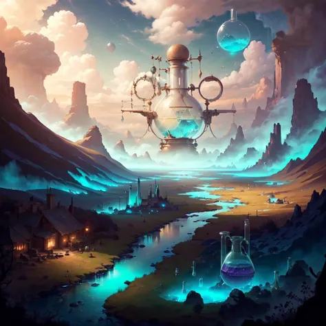 <lora:AlchemyPunkAI:.8> AlchemyPunkAI landscape  , cluttered environment