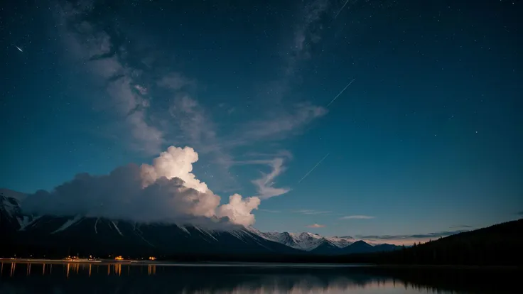 a view of a lake with a mountain in the background