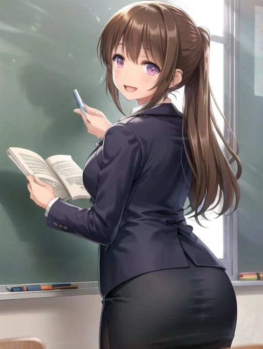 POV Your waifu is at the blackboard teaching you first degree equations.