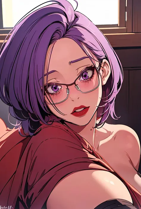 (masterpiece, best quality), 1girl,   <lora:20240216-1708063916426:0.8> JMT,Glasses,purple hair,short hair,purple eyes,