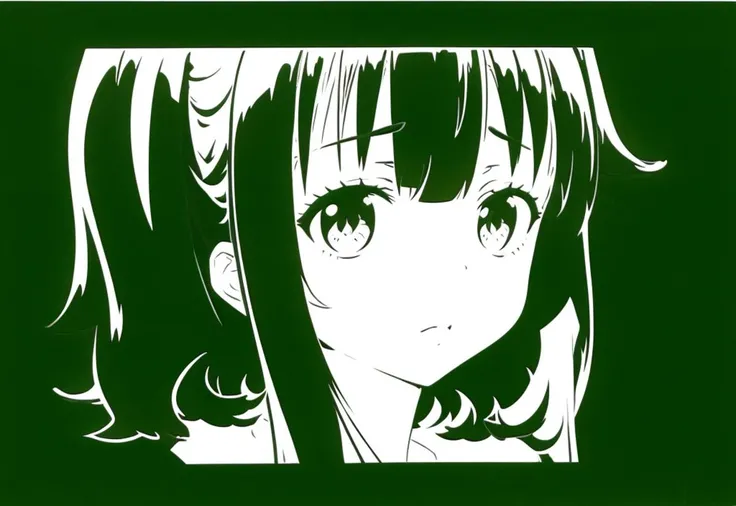 ((((ultra illustrated style:1.0)))),best quality,best animated,masterpiece,monochrome, 1girl, solo, white background, looking at viewer, simple background, green theme,portrait,<lora:monochrome:0.9>