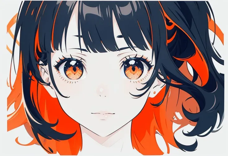 ((((ultra illustrated style:1.0)))),best quality,best animated,masterpiece,monochrome, 1girl, solo, white background, looking at viewer, simple background, orange theme,portrait,<lora:monochrome:0.7>