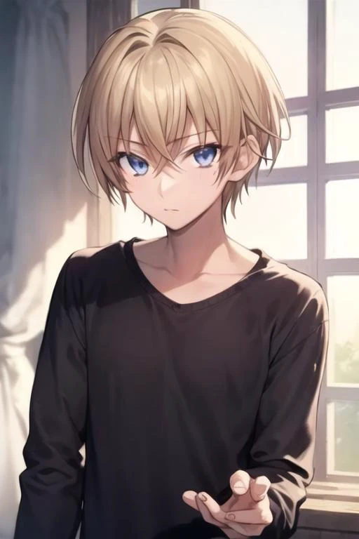 masterpiece, best quality, high quality, 1boy, solo, male focus, looking at viewer, upper body, <lora:yuuto_kiba:0.74>, yuuto_kiba, blonde hair, blue eyes, hair between eyes, , pajamas