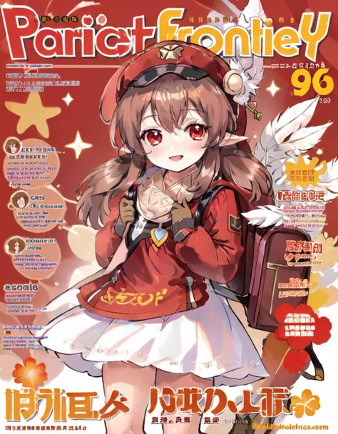 a magazine cover with a girl in a red dress and a bird