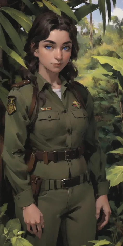 absurdres, highres, ultra detailed,8k,solo,highres,jungle,British,european
girl,18th expedition uniform,high detail eyes,solo,  looking at viewer,hight detail eyes,
 <lora:GoodHands-vanilla:0.5>