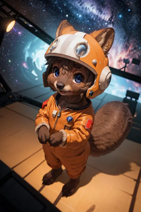 masterpiece, best quality,1girl,furry,galaxy,spaceship,side of stage,animal ears
perfect light,dark skin,animal nose,solo,detail fur,small tail
adorable,orange astronaut suit, cccp soviet ussr, looking at viewer,helmet,quokka
<lora:output_name:0.5> <hypern...