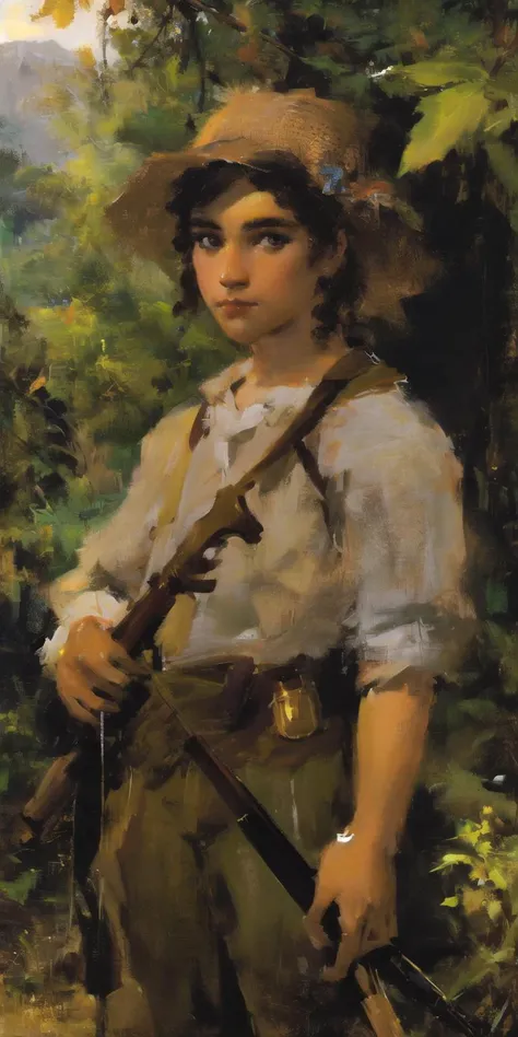 absurdres, highres, ultra detailed,8k,solo,highres,jungle,British colonists,european,holding weapon, 
girl,18th expedition,high detail eyes,solo,  looking at viewer,hight detail eyes,
<lora:bouguereau:0.5> <lora:GoodHands-vanilla:0.5>