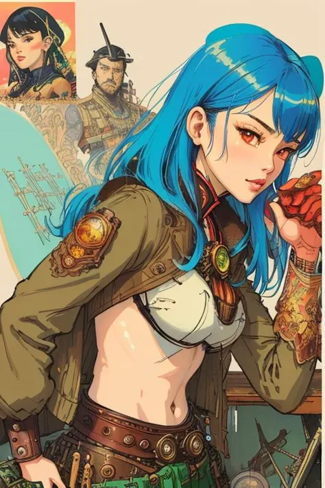 kimjunggi style, kimjunggis style, steampunk woman, highly detailed face and body portrait by wlop. fantasy art from dnd extreme...