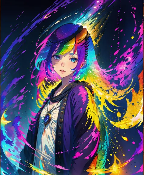 1girl,(rainbow hair:1.3),(short white hair:0.6),(humble clothes:1.2),(Exposed body:1.1),masterpiece,solo,looking at viewer,ultra detailed,(8k, RAW photo, best quality, masterpiece:1.2),Difference,Exquisite face,(Night:1.2),Moonlight,in the field,
<lora:Rai...