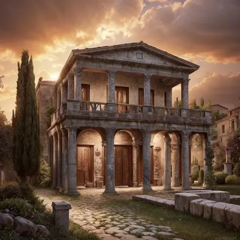 (masterpiece:1.2), (best quality,:1.2), 8k, HDR, ultra detailed, ((photorealistic)), professional light, cinematic lighting, fashion photography, ambient lighting, face lighting, <lora:detail_slider_v4:1>, Fantasy picture, a roman villa from outside, RomAr...