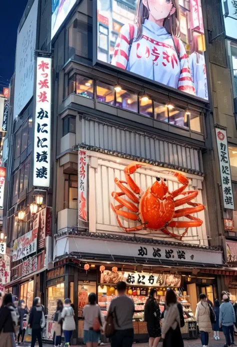 people walking on a busy street in a city at night