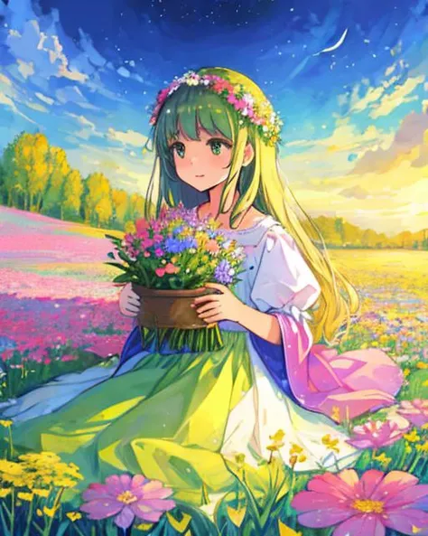 (Illustration:1.3), 1girl ,beautiful planet earth with flowers and plants sprouting spring day,(by Artist Anna Dittman:1), (((masterpiece))), (((best quality))), ((ultra-detailed)),(detailed light),((an extremely delicate and beautiful)), flat illustration...