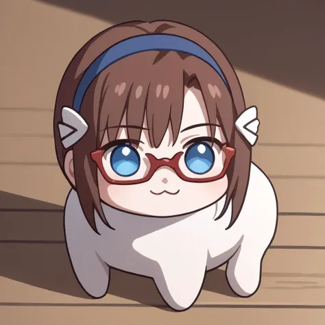 anime girl with glasses and a bow on her head