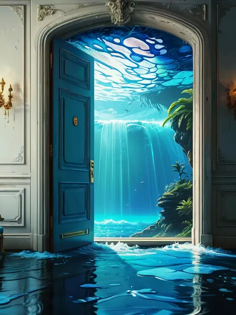 masterpiece, intricate detail, 8K, HDR, 

Water floods the room, bright and blue. It moves gently, washing through from the doorway as though it has every right to be there.

dreamlike fantasy art,

<lora:RMSDXL_Enhance:0.45>,
<lora:add-detail-xl:0.8>,
<lo...