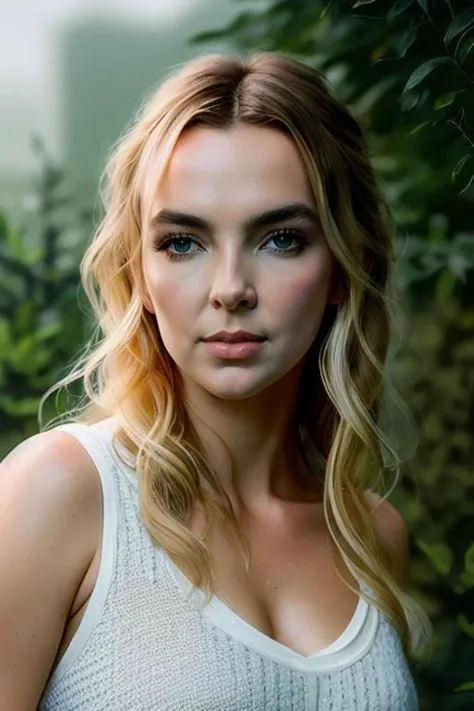 a portrait photo of (jodiecomer_TI_v3-2300),long blonde hair,  modelshoot style, (extremely detailed CG unity 8k wallpaper), photo of the most beautiful artwork in the world, professional majestic oil painting by Ed Blinkey, Atey Ghailan, Studio Ghibli, by...