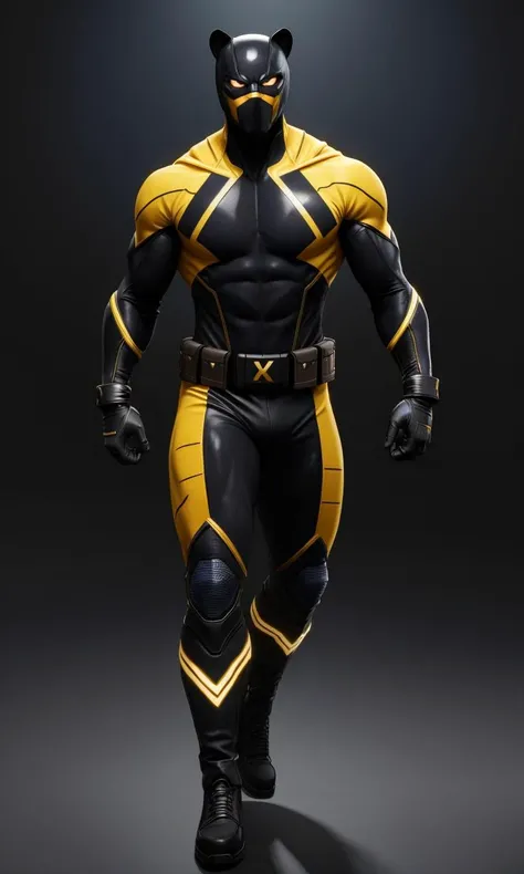 heromkr2023, 8k, uhd, best quality, masterpiece, full body, 1man, vibrant colors, tiger stripe, yellow, masked hero,