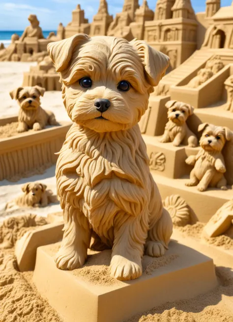 <lora:PE_SandSculpture:0.8> PESandSculpture, sandsculpture, sand,
morkie puppy,
on beach, sunshine,
masterpiece, high resolution, octance 4k, high detail,
professional photo, cinematic,