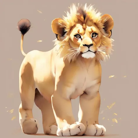 there is a digital painting of a lion standing on a plain