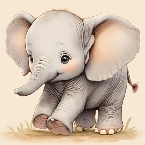 there is a baby elephant that is standing in the grass