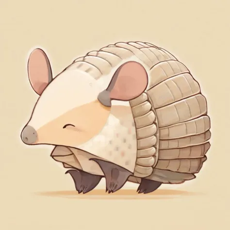 a cartoon armadile with a white face and a brown tail