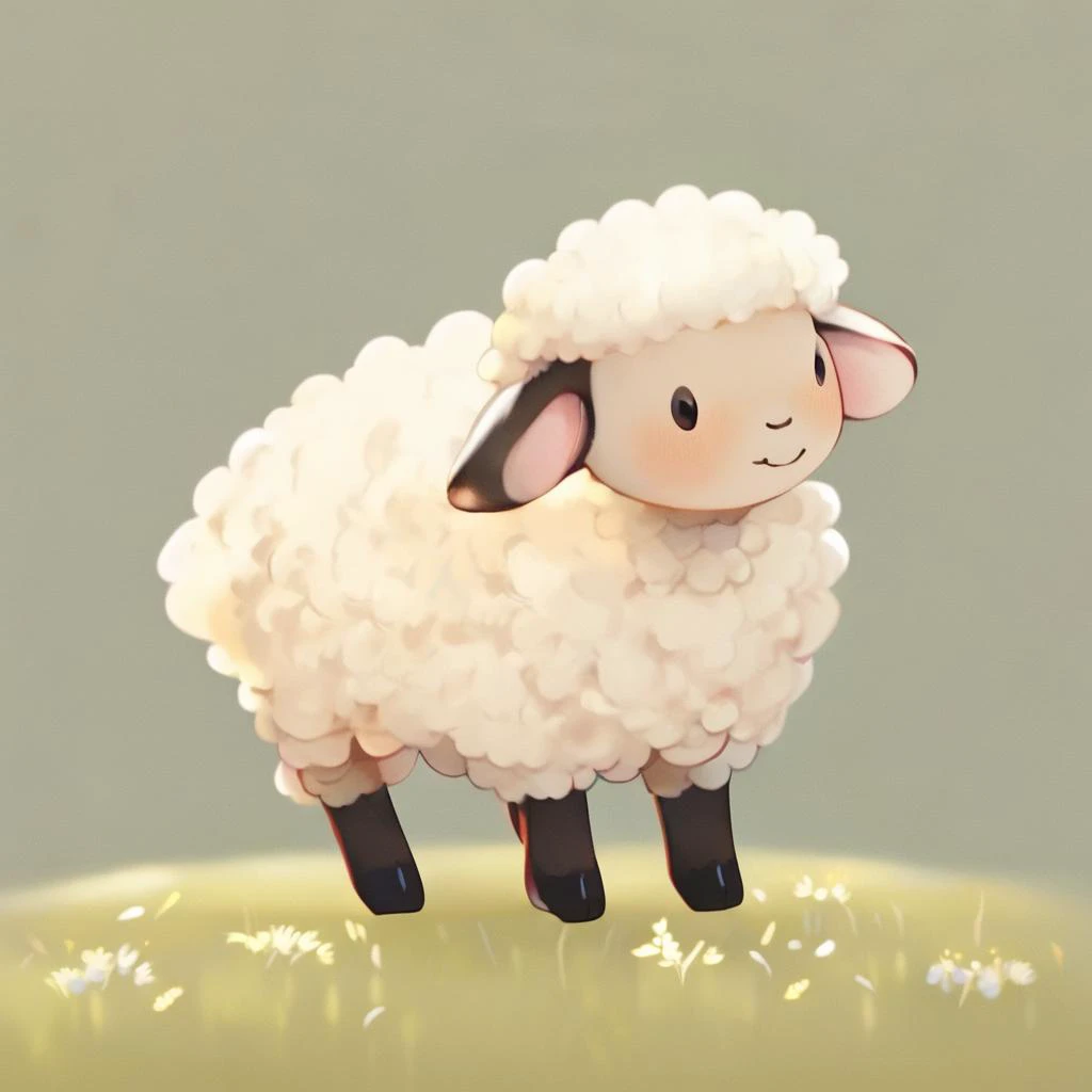 there is a sheep that is standing on a hill with grass