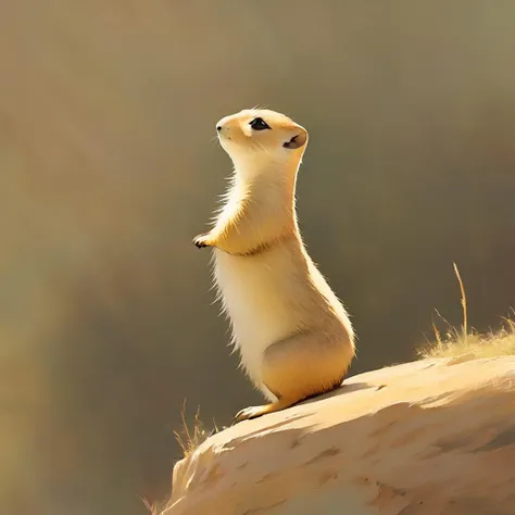 there is a small animal standing on its hind legs on a rock