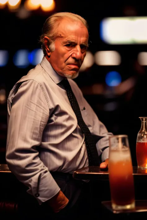 realistic photo of old man in the bar, in the night club, high detailed, intrincate, 8k, cinematic shot, <lora:menem:1>