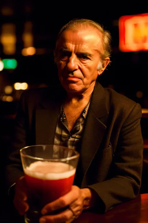 realistic photo of old man in the bar, in the night club, high detailed, intrincate, 8k, cinematic shot, <lora:menem:1>