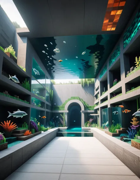 Surrealist art <lora:Minecraft FF LoCON 03:1> minecraft, otherworldly, 4K, taiji, delicate, Kodak portra, Awe-Inspiring Garage from inside of a Aquarium tunnel, <lora:DalE-3-FFusion-LoCON-Full-64:0.22> . Dreamlike, mysterious, provocative, symbolic, intric...