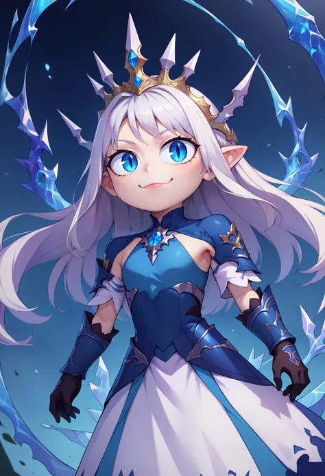 score_9, score_8_up, score_7_up, score_6_up, BREAK slit pupils, chibi, :3, necoarc, edgShiva,white hair,crown of ice,dress,armor blue eyes, gloves  <lora:edgShivaPony:0.7>  <lora:necoarc-guy-PONY-v1:1>