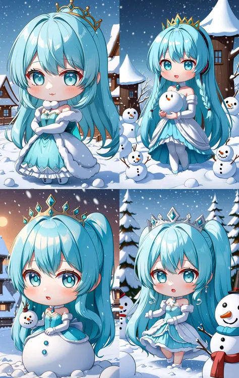 hatsune miku racing miku a cute 3d cartoon caricature cyber woman with light blue hair and hazel eyes wearing a cute princesse dress, fur, diamond, assymetrical, wavy white long straight hair with a cute anime face, artstation, deviantart, realistic, 4k, s...
