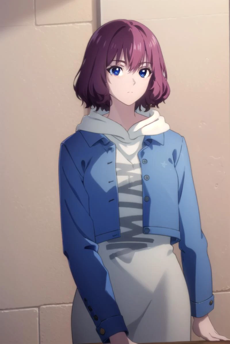 tangrou, <lyco:tangrou-lyco-nochekaiser:1>,
tang rou, short hair, (purple eyes:1.1), purple hair,
break jacket, hood, hoodie, bl...