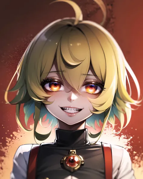 masterpiece, perfect hands, best quality, highly detailed, absurdres, <lora:tanya-10:1> (tanya, short hair, military:1), <lora:yameroyandere-v2:0.2> (yameroyandere, yandere, empty eyes, shaded face, crazy eyes, glowing eyes, crazy smile, dark:1), large pup...