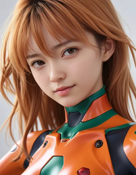 a close up of a woman in a orange and green suit