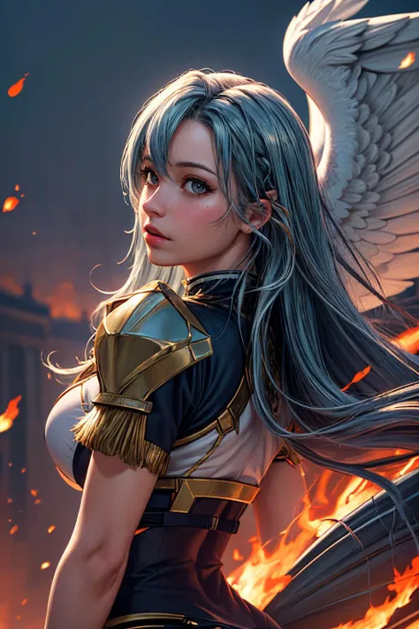 (ultra realistic,32k, masterpiece:1.2),(high detailed skin:1.1),( 8k uhd, dslr, high quality:1.1),
 <lora:EPfeChloe:0.7>EPfeChloe, 1girl, solo,  full lips, long_hair,  pegasus_knight_uniform_(fire_emblem), pegasus,, , <lora:add_detail:0.84>,   (huge breast...