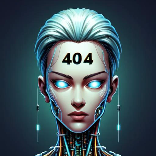 CYBER HEAD, with A text "404 A.I. NOT FOUND", style_brush,<lora:Harrlogos_v1.1:0.8> 404 ai not found