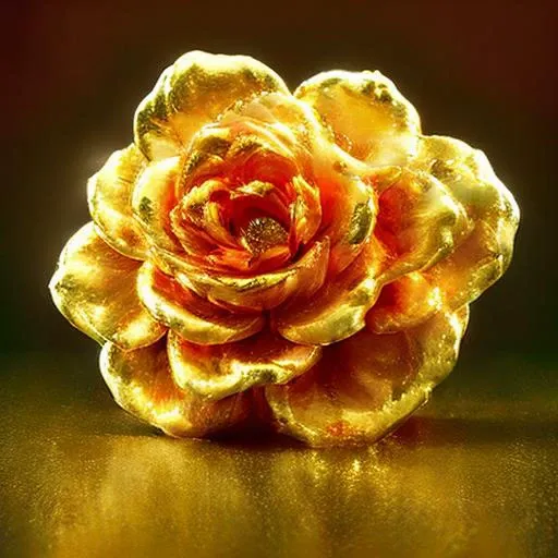 highly detailed realistic flrmrbl flower with gold trim