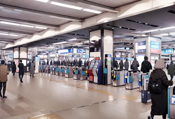 people are walking through a terminal with luggage and luggage carts