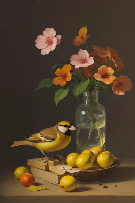 realistic, (best quality, masterpiece:1.3),Finch, still_life, <lora:still_life_v3:1>, nature light, <lora:shuV2:0.3>