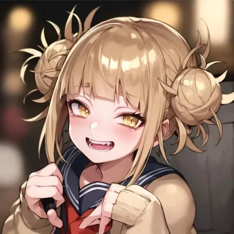 masterpiece, best quality, 1girl, detailed face, <lora:togahimikotilora_togahimikolora:1>, toga himiko, yellow eyes, light from ...