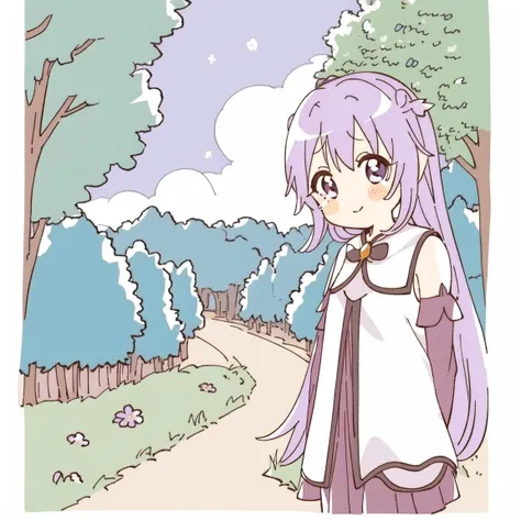 1girl, bangs, bare_shoulders, blue_sky, blunt_bangs,braid, breasts, bush, closed_mouth, cloud, cloudy_sky, crown_braid, day,detached_sleeves, emilia_(re:zero), eyebrows_visible_through_hair, flower, forest, garden, gem, grass, hair_flower, hair_ornament, h...