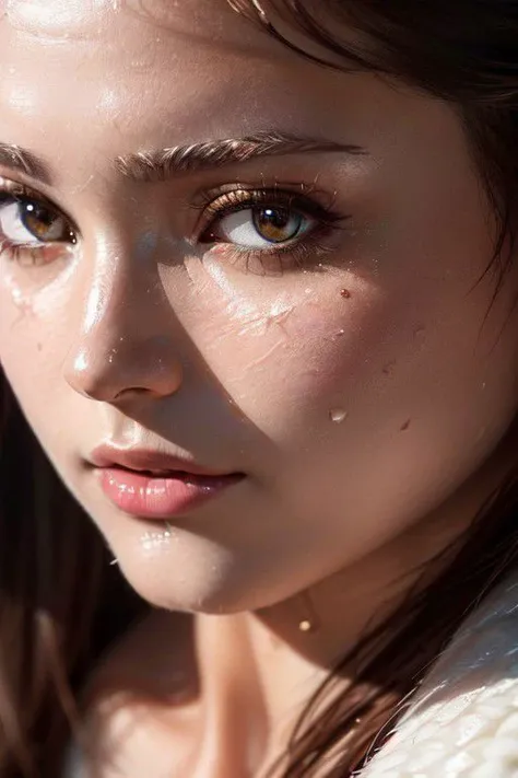 a close up of a woman with a white shirt and a white jacket