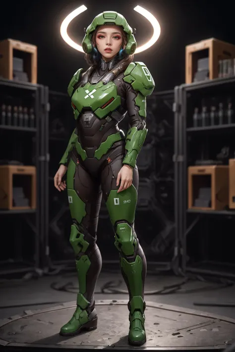 highres,absurdres,masterpiece,best quality,original,extremely detailed CG,extremely detailed wallpaper,perfect lighting,jitome,lips,makeup,standing on the stage,blurry background,1girl,
<lora:doomXP_v1.0:0.7>,doomxp,doom suit,